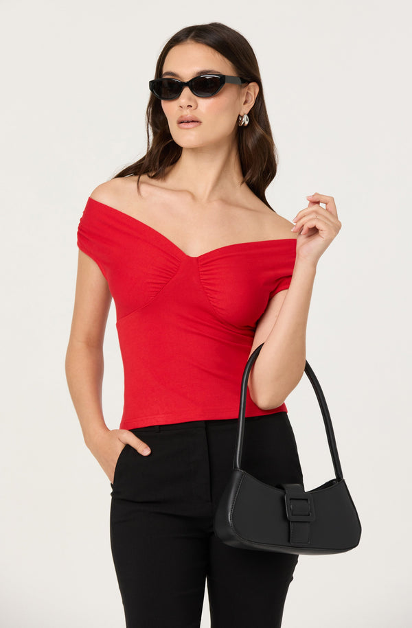 Ruched Off Shoulder Top - ASTR the Label Ruched Off Shoulder Top - ASTR the Label