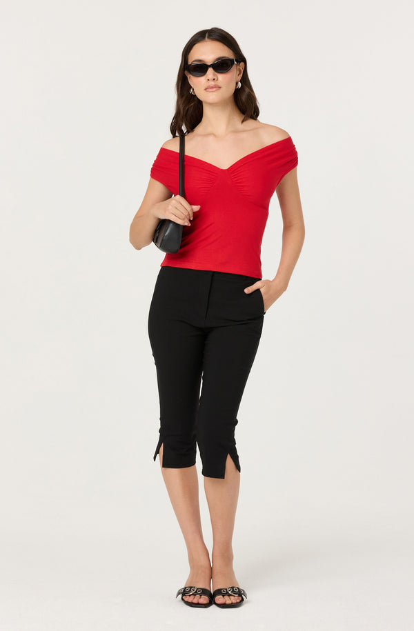 Ruched off shoulder top - ASTR the Label