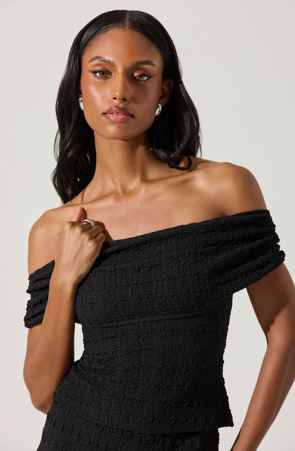 ニット/セーター Off shoulder Panel knit tops Off shoulder Panel knit tops – L'AUBE BLANC