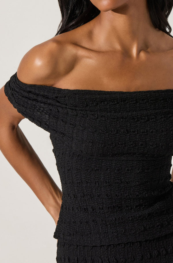 Off Shoulder Textured Knit Top - ASTR the Label