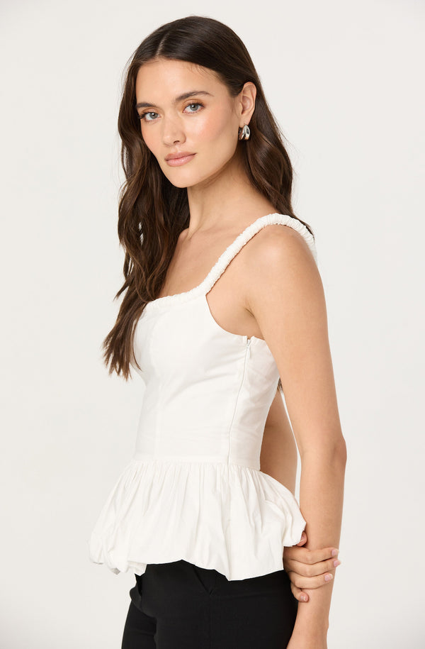 Sleeveless Bubble Hem Peplum Top - ASTR the Label