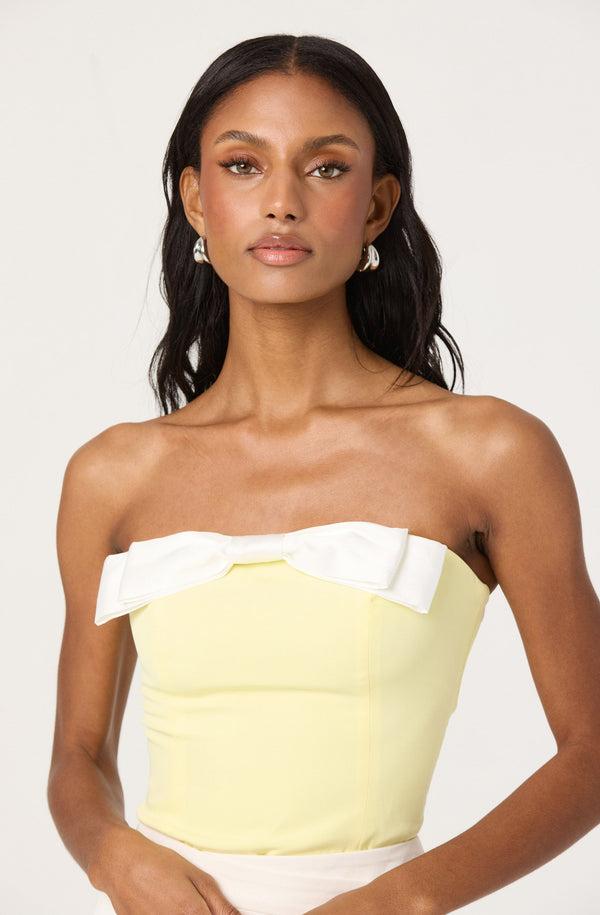 Contrast Bow Strapless Top - ASTR the Label