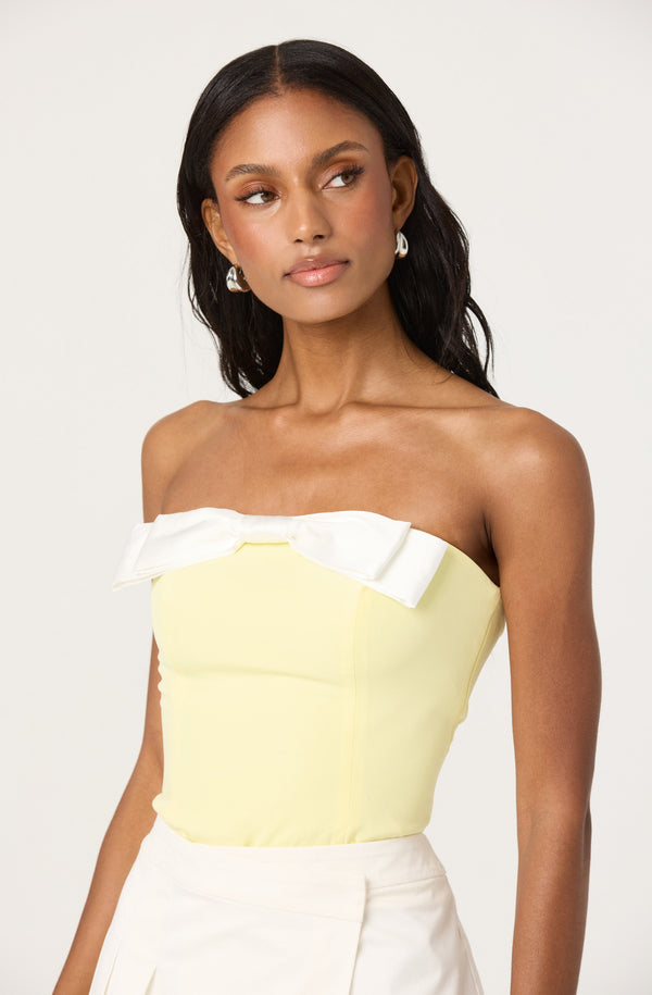 Contrast Bow Strapless Top - ASTR the Label