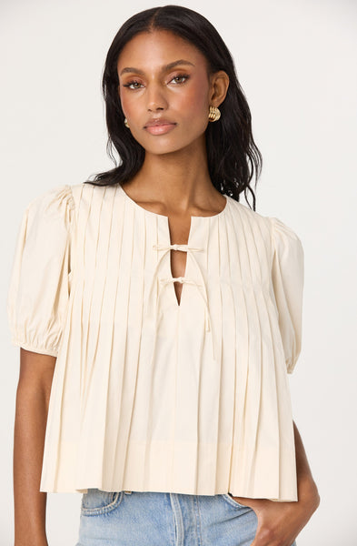 Pleated Puff Sleeve Top - ASTR the Label