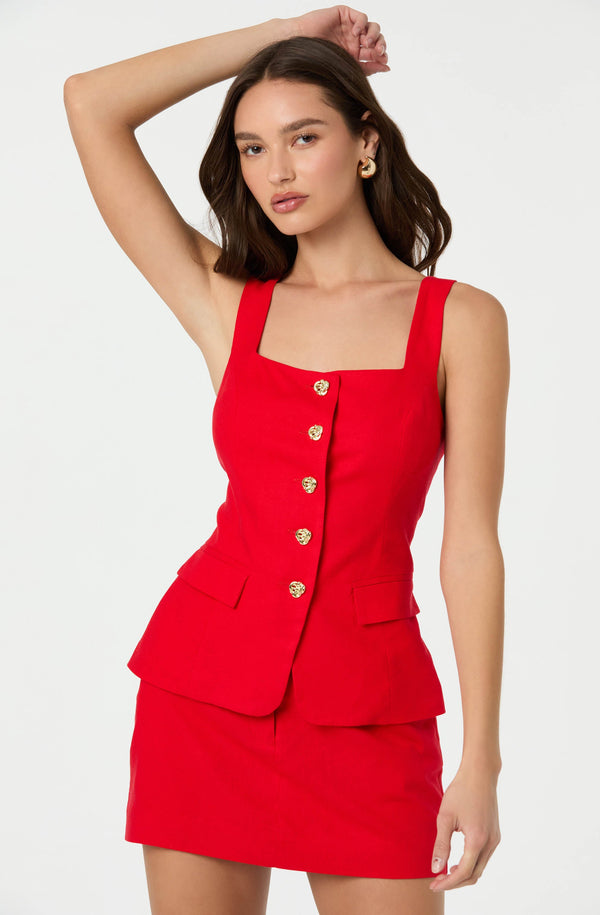 Button Front Square Neck Vest - ASTR the Label Button Front Square Neck Vest - ASTR the Label