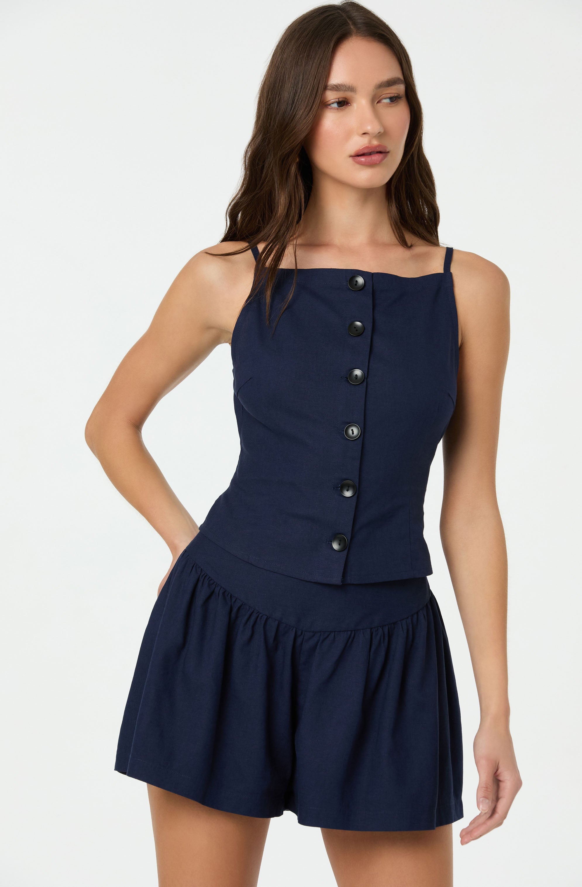 Linen-Blend Boat Neck Top - ASTR the Label