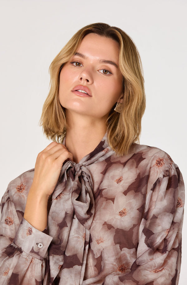 Semi Sheer Bow Necktie Top - ASTR the Label Semi Sheer Bow Necktie Top - ASTR the Label