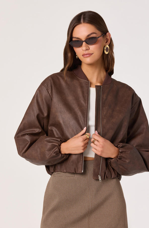 Faux Leather Bomber Jacket - ASTR the Label