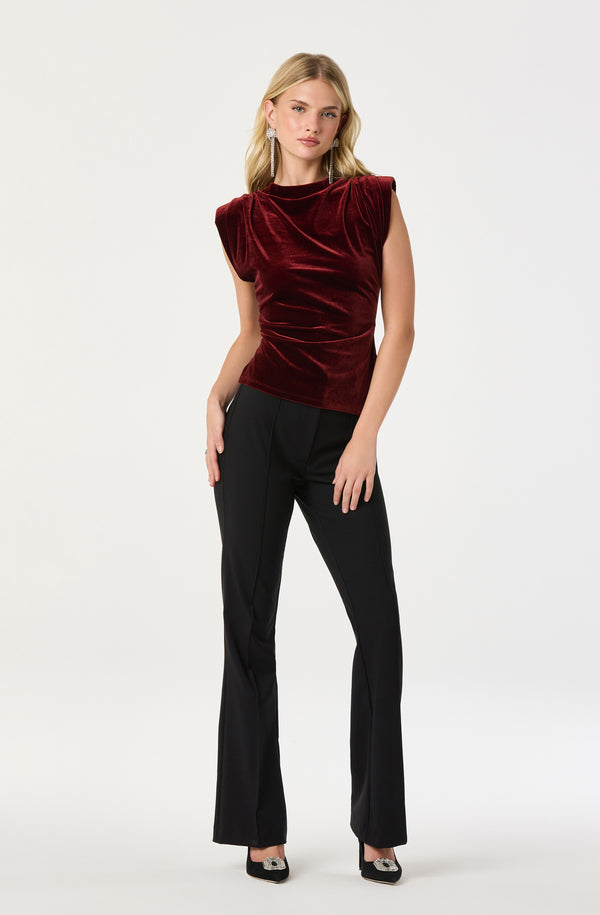 Velvet Draped Asymmetric Top - ASTR the Label