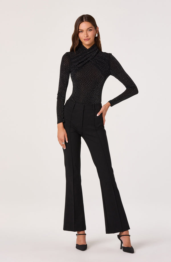 Embellished Crossover Mock Neck Top - ASTR the Label