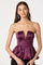 Sticky add to cart - Satin Strapless Plunge Peplum Top