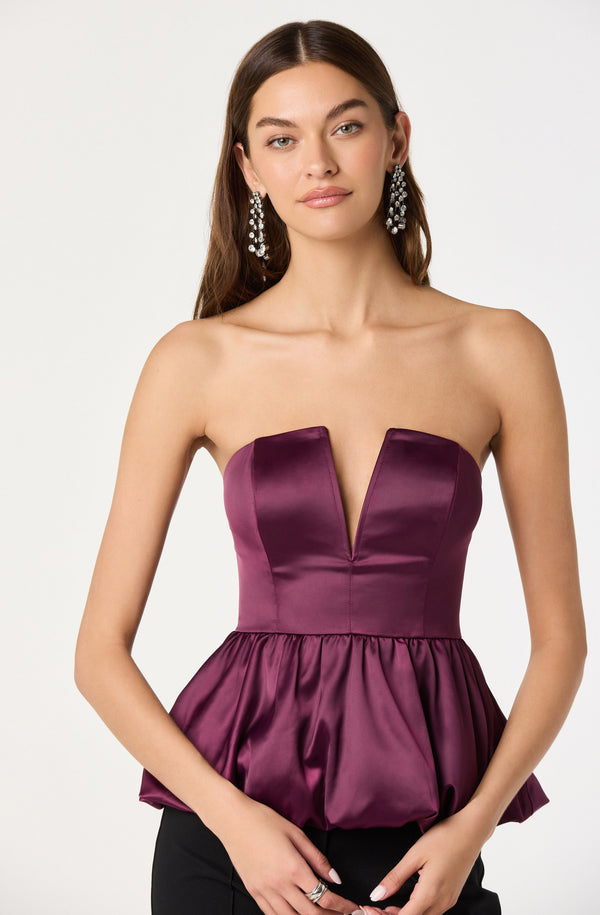 strapless open back dress Gothic Purple High-Low Dress with Lace Accents main image 1