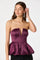 Sticky add to cart - Satin Strapless Plunge Peplum Top