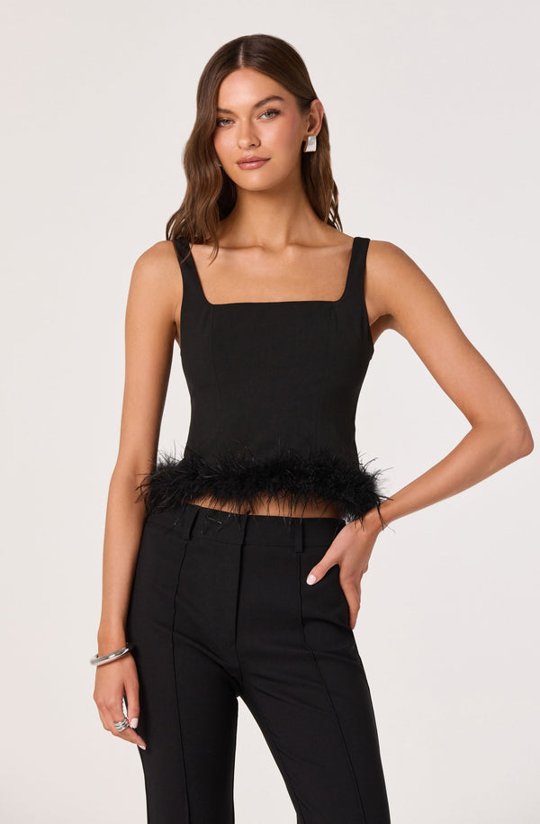 Feather Trim Corset Top - ASTR the Label