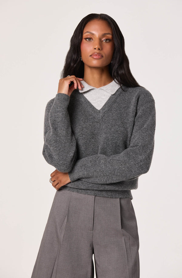 Contrast Faux Layered Sweater