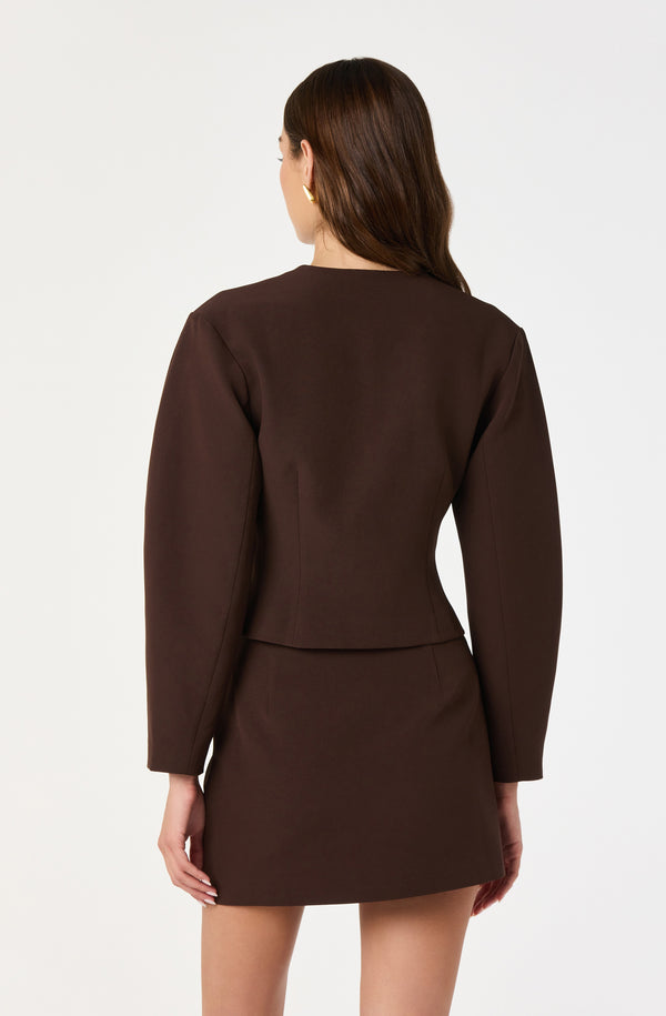 long burgundy maternity dress The Yara Leather Blazer Dress – Evi Cross main image 0