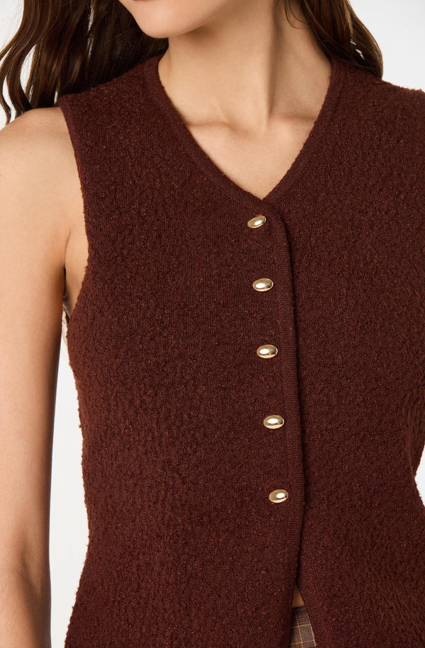 Textured Longline V-Neck Vest - ASTR the Label