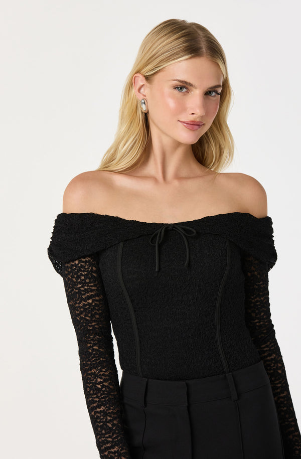 Off Shoulder Lace Top - ASTR the Label Off Shoulder Lace Top - ASTR the Label