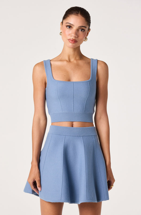 Shaylla Ribbed Square-Neck Cropped Tank - ASTR the Label