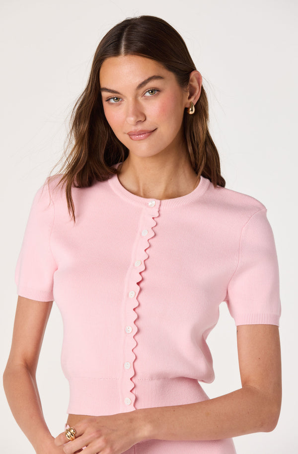 Scalloped Placket Ribbed Cardigan - ASTR the Label