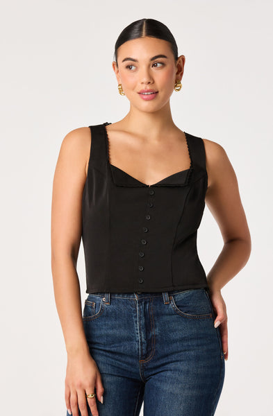 Maddison Scalloped Crochet Trim Tank - ASTR the Label