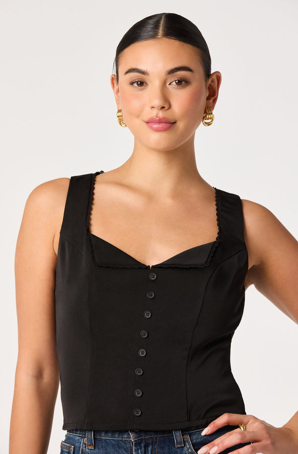 Maddison Scalloped Crochet Trim Tank - ASTR the Label