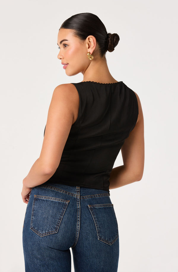 Maddison Scalloped Crochet Trim Tank - ASTR the Label