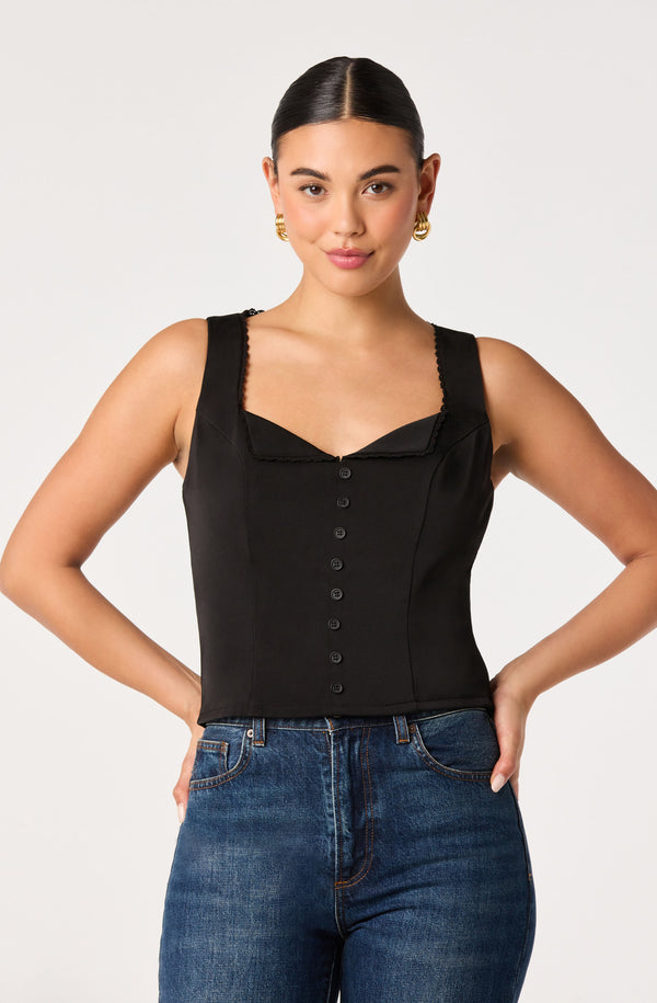 Maddison Scalloped Crochet Trim Tank - ASTR the Label