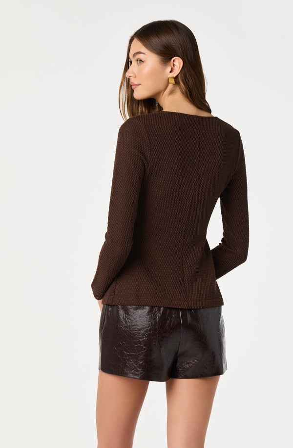 Textured Bow Flyaway Top - ASTR the Label