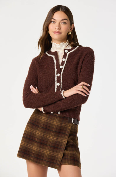 Contrast Stitch Textured Cardigan - ASTR the Label