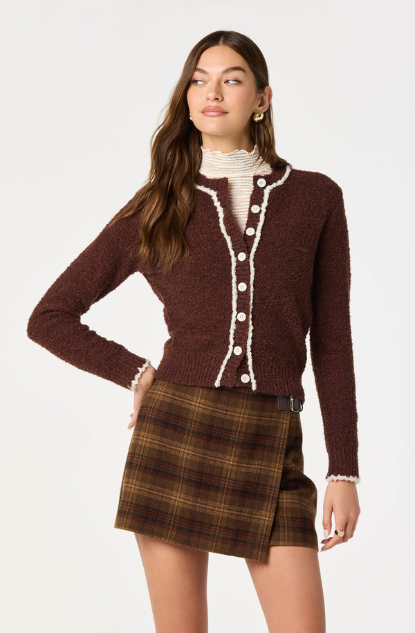 Contrast Stitch Textured Cardigan - ASTR the Label