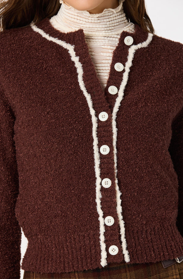 Contrast Stitch Textured Cardigan - ASTR the Label