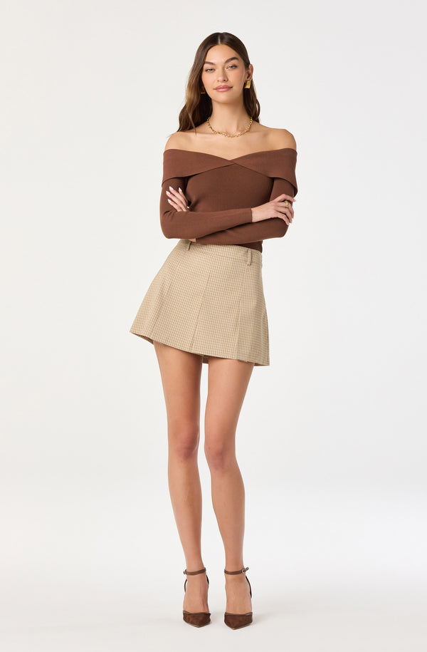 Ribbed Off Shoulder Long Sleeve Sweater - ASTR the Label