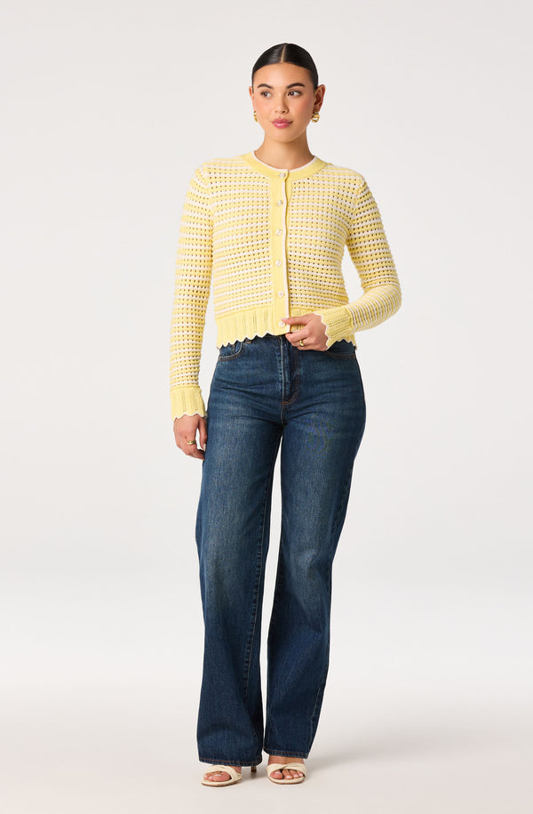 Karly Striped Open Knit Cardigan - ASTR the Label