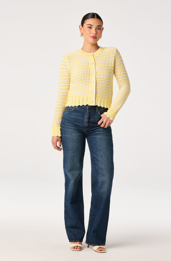 Karly Striped Open Knit Cardigan - ASTR the Label