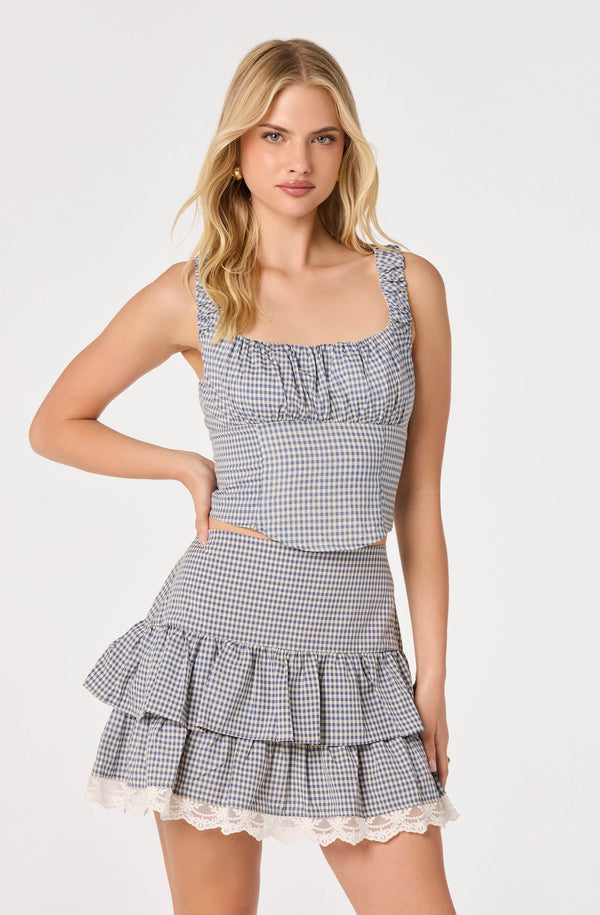 Penny Gingham Bustier Crop Top - ASTR the Label