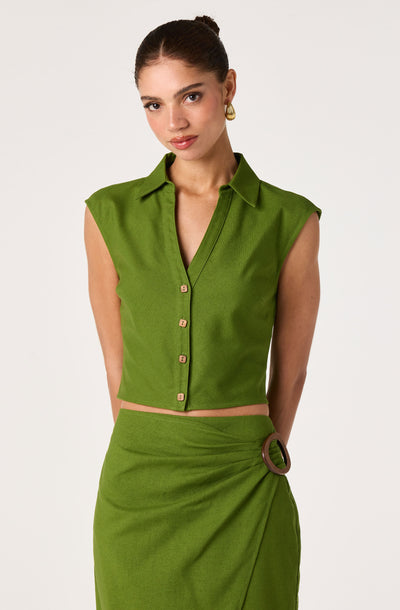 Onyx Collared Sleeveless Crop Top
