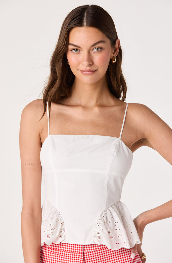 Teale Eyelet Scalloped Peplum Cropped Top - ASTR the Label