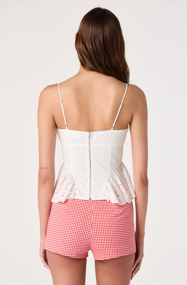 Teale Eyelet Scalloped Peplum Cropped Top - ASTR the Label