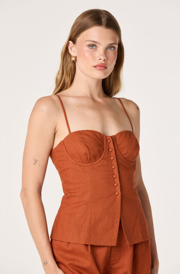 Koda Linen Bustier Crop Top - ASTR the Label