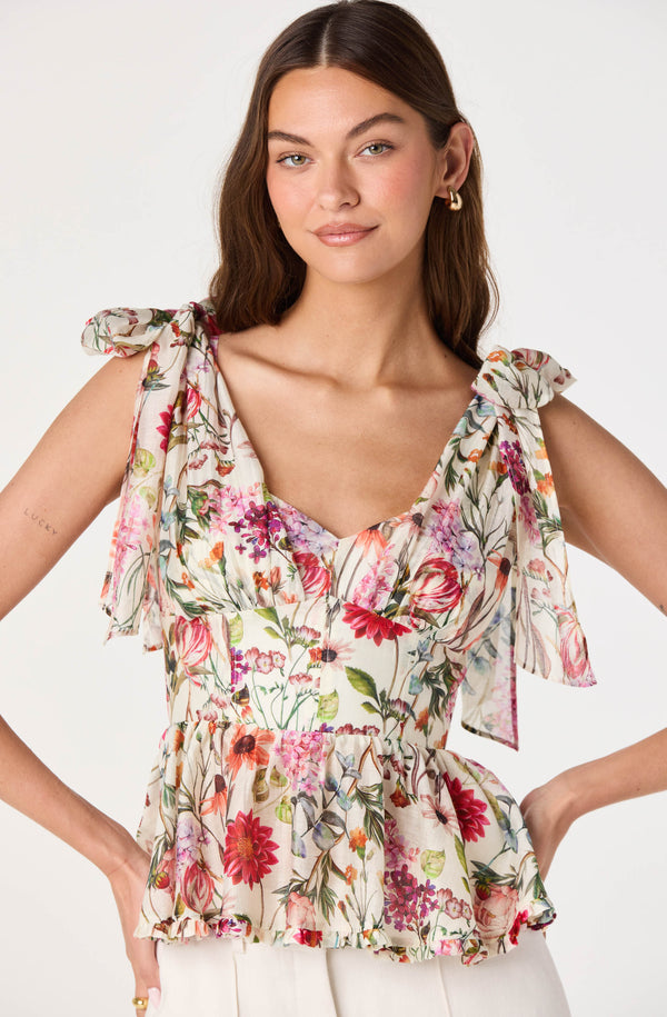 Lenora Floral Corset Peplum Top - ASTR the Label