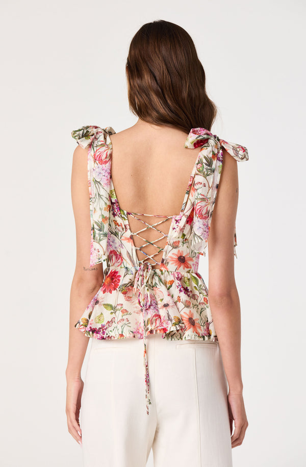 Lenora Floral Corset Peplum Top - ASTR the Label