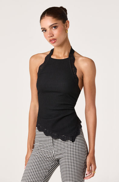 Zoe Lace Trim Halter Top - ASTR the Label