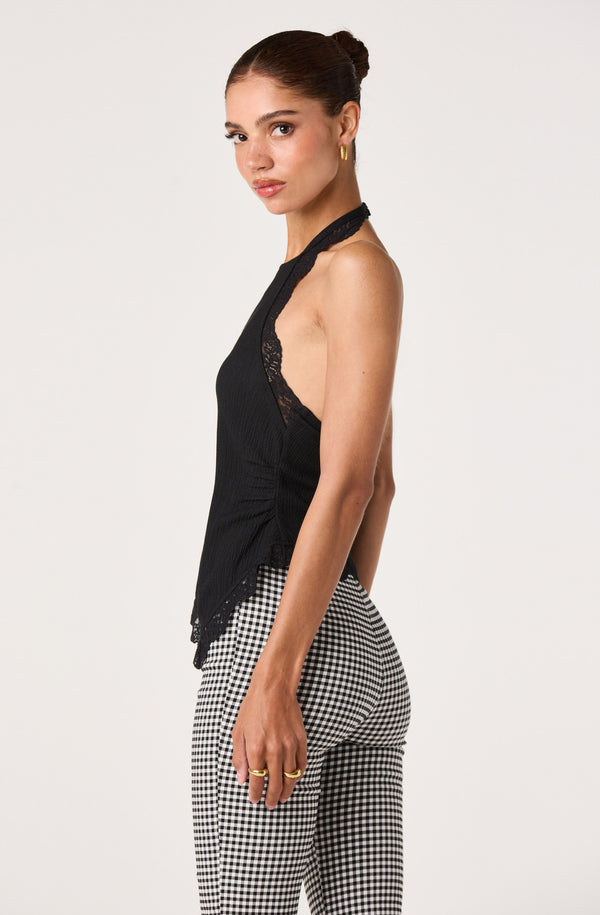Zoe Lace Trim Halter Top - ASTR the Label