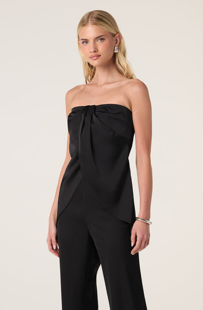 Keona Satin Faux Wrap Strapless Top