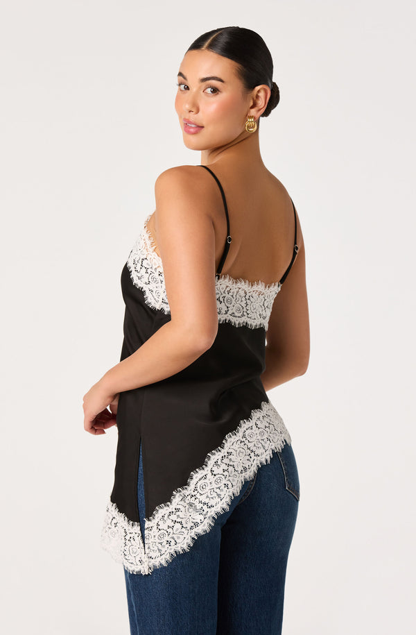 Analise Lace Trim Asymmetric Tank - ASTR the Label