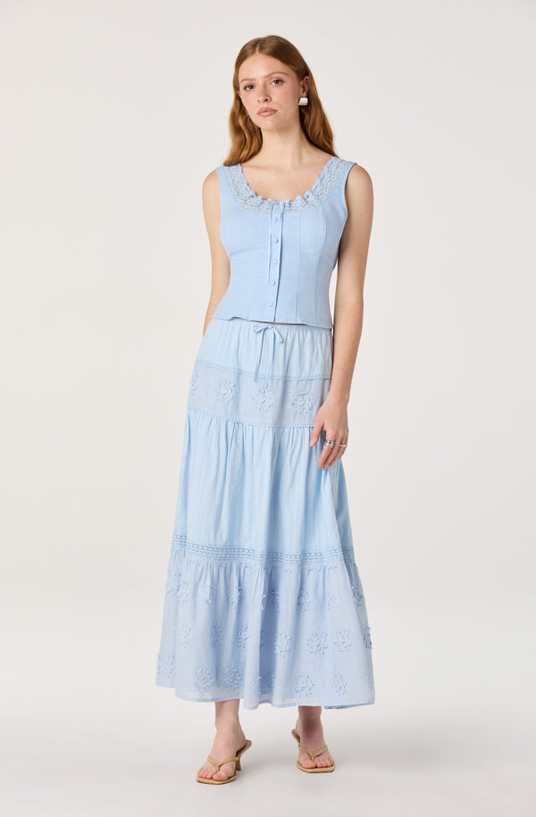 uo victoria eyelet button front midi dress Victoria Crochet Trim Button-Front Top
