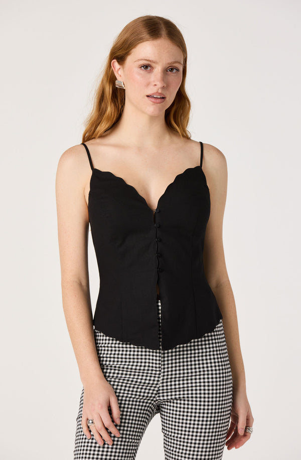 Odette V-Neck Button-Front Tank Top - ASTR the Label