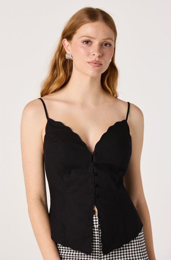 Odette V-Neck Button-Front Tank Top - ASTR the Label