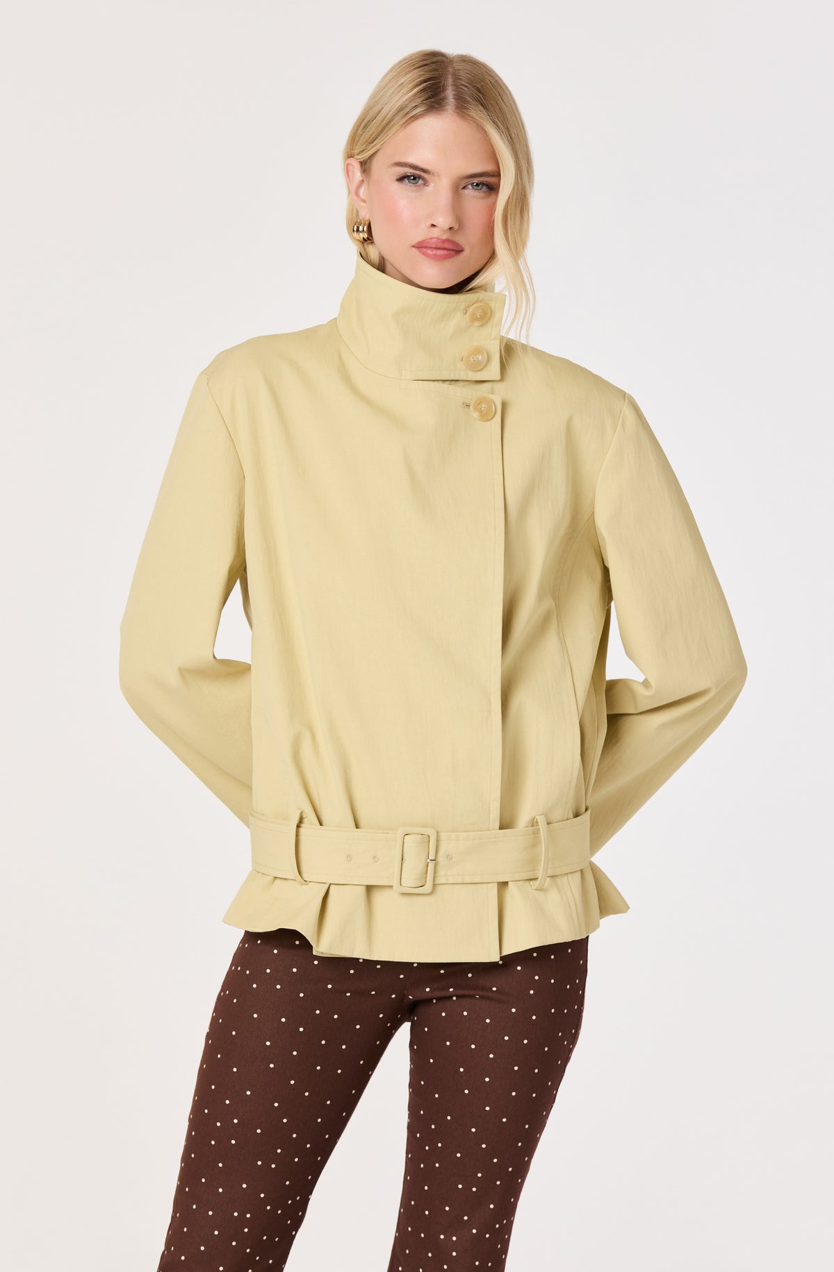 Theo Funnel Collar Belted Jacket